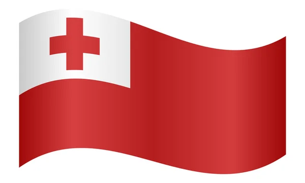 Flag of Tonga waving on white background — Stockový vektor