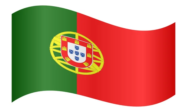 Bandera de Portugal ondeando sobre fondo blanco — Vector de stock