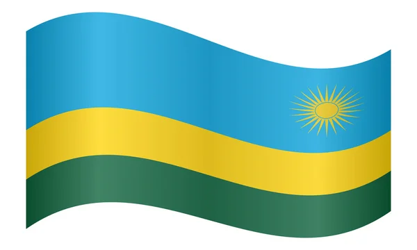 Flag of Rwanda waving on white background — Stockový vektor