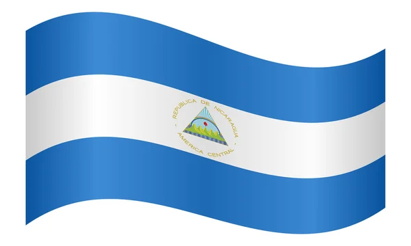 Flag of Nicaragua waving on white background — Stock vektor