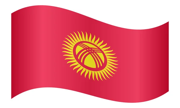 Flagge von Kyrgyzstan weht auf weißem Hintergrund — Stockvektor