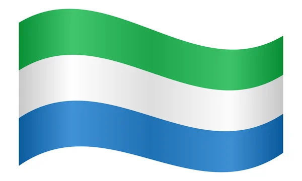 Flag of Sierra Leone waving on white background — ストックベクタ