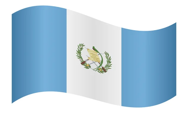 Drapeau du Guatemala agitant sur fond blanc — Image vectorielle