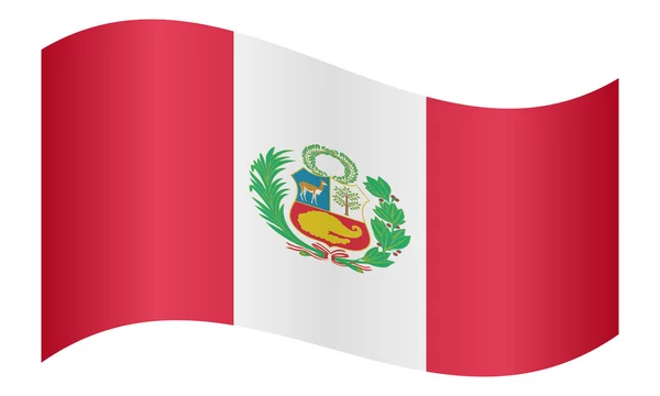 Flagga Peru viftande på vit bakgrund — Stock vektor