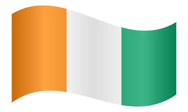 Bandiera della Costa d'Avorio sventola su sfondo bianco — Vettoriale Stock