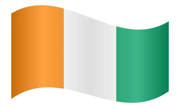 Flag of Ivory Coast waving on white background — Διανυσματικό Αρχείο