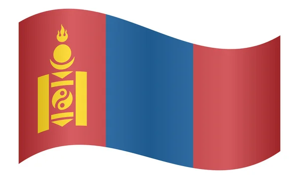 Flag of Mongolia waving on white background — Stock Vector