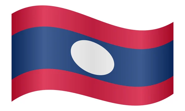 Flag of Laos waving on white background — Stockový vektor