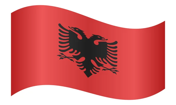Drapeau de l'Albanie agitant sur fond blanc — Image vectorielle