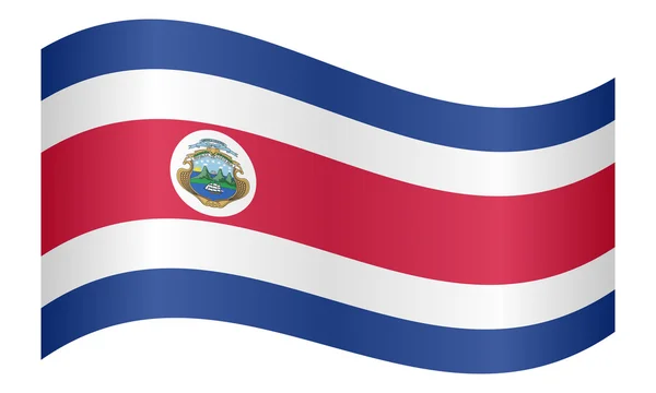 Flag of Costa Rica waving on white background — Stockový vektor