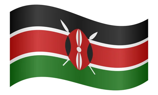 Flag of Kenya waving on white background — Stock Vector