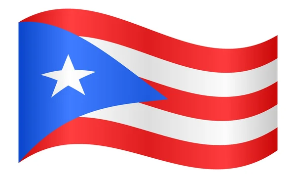 Bandiera di Porto Rico sventola su sfondo bianco — Vettoriale Stock