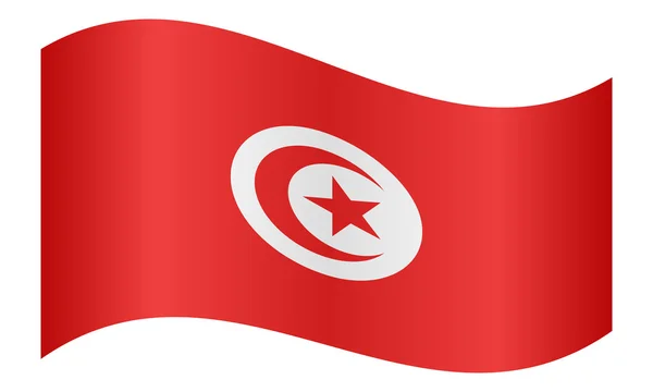 Drapeau de Tunisie agitant sur fond blanc — Image vectorielle
