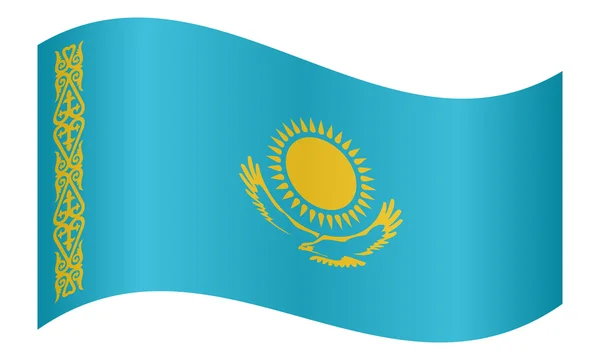 Fahne von Kasachstan weht auf weißem Hintergrund — Stockvektor