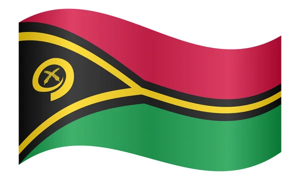 Vlag van Vanuatu zwaaien op witte achtergrond — Stockvector