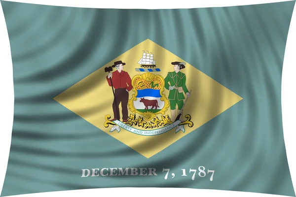 Bandera de Delaware ondeando aislada sobre blanco —  Fotos de Stock