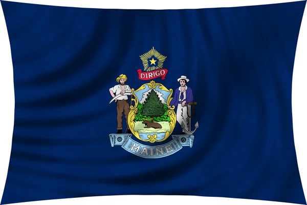 Bandera de Maine ondeando aislada sobre blanco — Foto de Stock