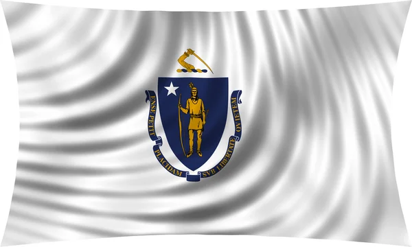 Flag of Massachusetts waving isolated on white — Stock Photo, Image