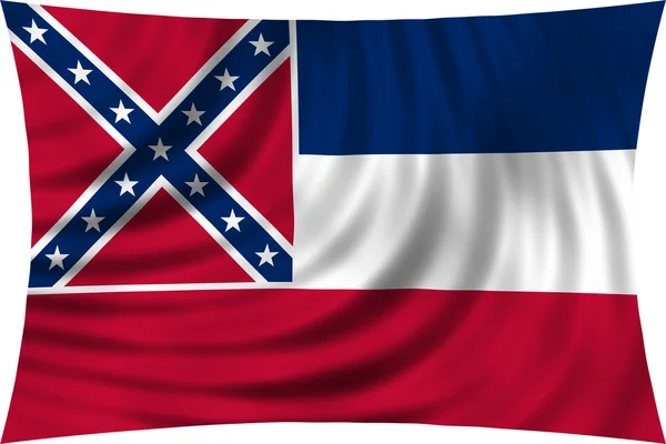 Flagge von mississippi schwenkend isoliert auf weiß — Stockfoto