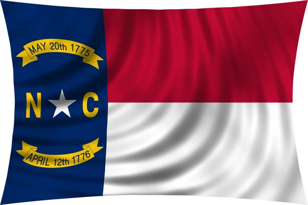 Flag of North Carolina waving isolated on white — Stockfoto