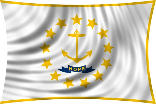 Flag of Rhode Island waving isolated on white — Stock Photo, Image