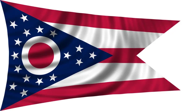 Flag of Ohio waving isolated on white — Stock fotografie