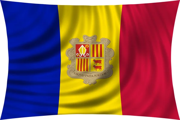 Bandera de Andorra ondeando aislada sobre blanco — Foto de Stock