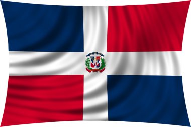 Dominik Cumhuriyeti bayrağı sallayarak üzerinde beyaz izole