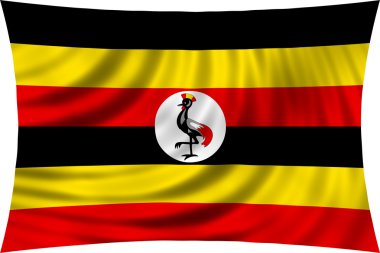 İzole üzerinde beyaz sallayarak Uganda bayrağı