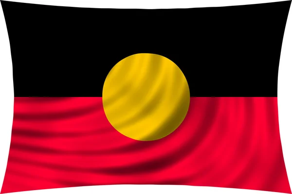 Australian Aboriginal flag wavy isolated on white — Stock fotografie