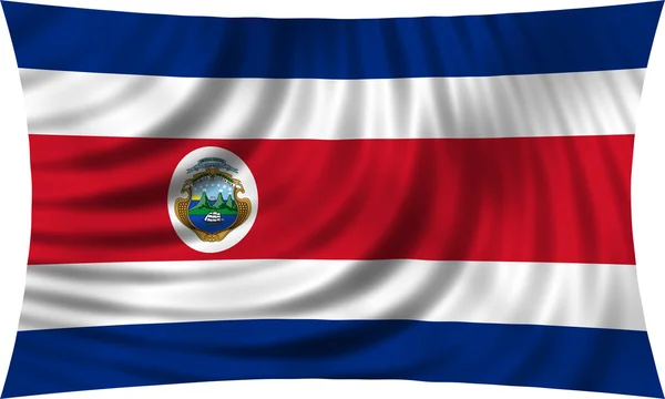 Vlag van Costa Rica zwaaien geïsoleerd op wit — Stockfoto