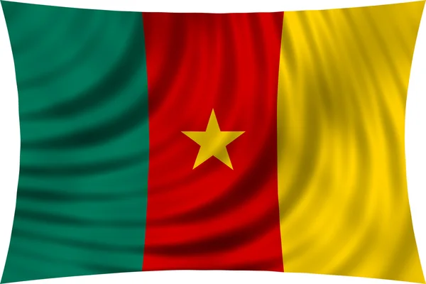 Flag of Cameroon waving isolated on white — Stockfoto