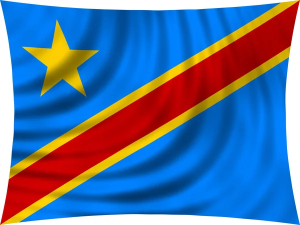 Flag of DR Congo waving isolated on white — Stock fotografie