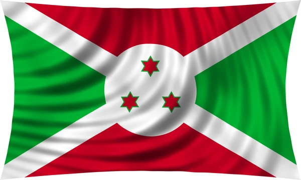 Vlag van Burundi zwaaien geïsoleerd op wit — Stockfoto