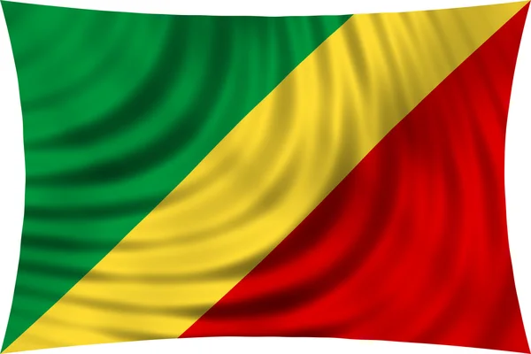 Bandera de la República del Congo ondulada aislada sobre blanco —  Fotos de Stock