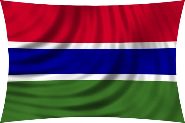 Прапор Гамбії, розмахуючи ізольовані на білий — стокове фото