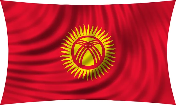 Flagge von Kyrgyzstan weht vereinzelt auf weißem Grund — Stockfoto