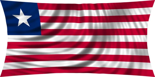 Flagge Liberias weht vereinzelt auf weiß — Stockfoto