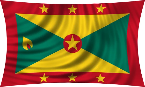 Vlag van Grenada zwaaien geïsoleerd op wit — Stockfoto