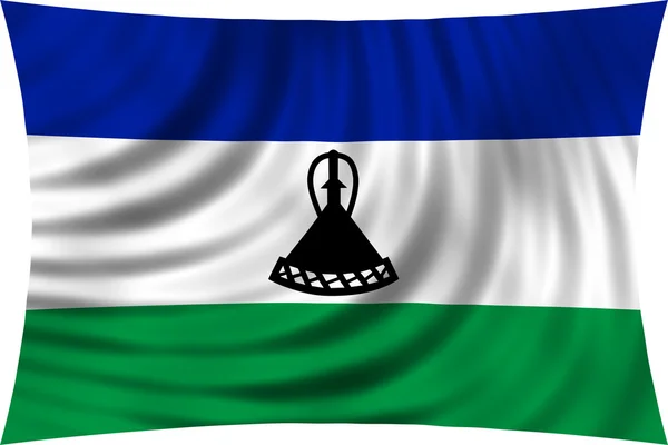 Bandera de Lesotho ondeando aislada sobre blanco —  Fotos de Stock