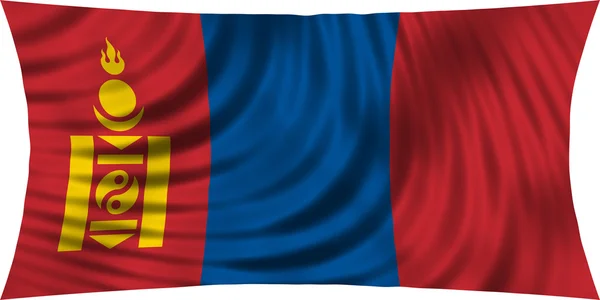 Integetett a elszigetelt fehér Mongólia zászlaja — Stock Fotó
