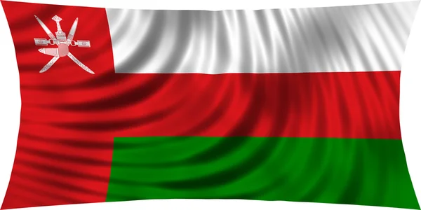 Integetett a elszigetelt fehér Omán zászlaja — Stock Fotó