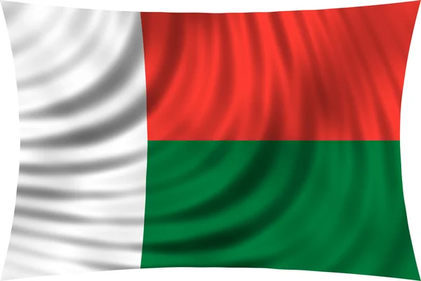 Flag of Madagascar waving isolated on white — Stock Photo, Image