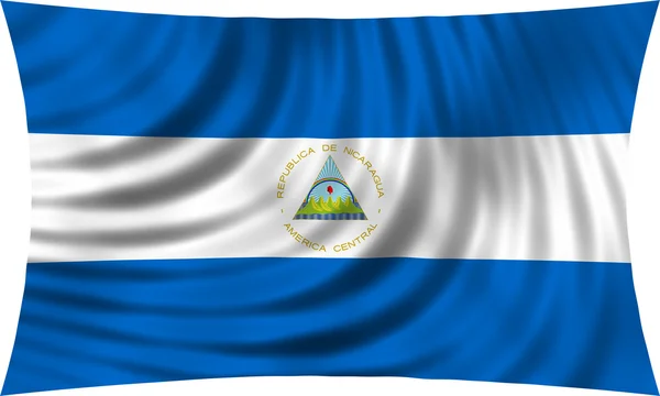 Vlag van Nicaragua zwaaien geïsoleerd op wit — Stockfoto