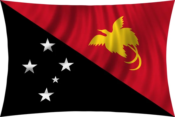 Bandera de Papúa Nueva Guinea ondeando aislada sobre blanco —  Fotos de Stock
