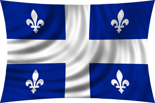 Flag of Quebec waving isolated on white — Stock fotografie