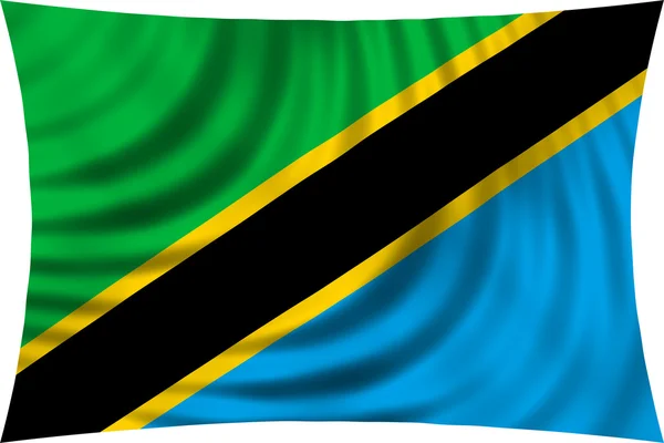 Flag of Tanzania waving isolated on white — Stockfoto