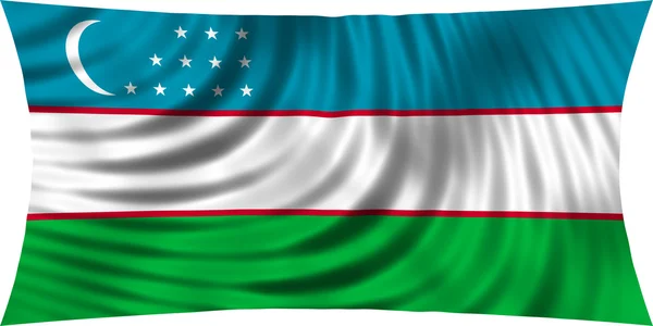Flaga Uzbekistanu, macha na białym tle na biały — Zdjęcie stockowe