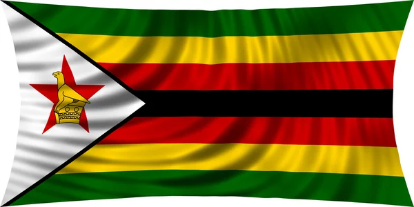 Flag of Zimbabwe waving isolated on white — Stock Photo, Image