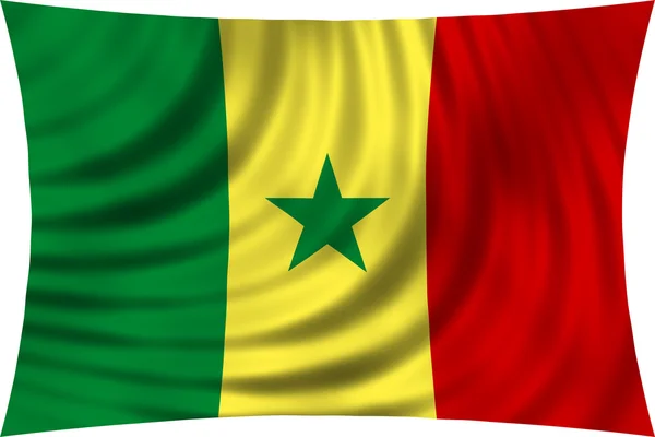 Flag of Senegal waving isolated on white — Stock fotografie